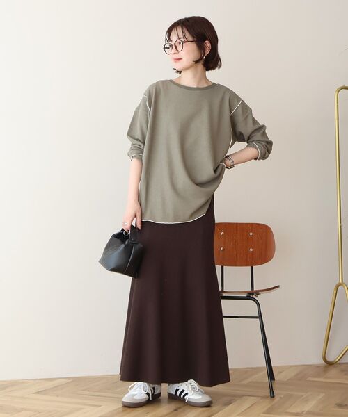 AMERICAN HOLIC（アメリカンホリック）の「【WEB限定】ワッフル配色メロープルオーバー（Tシャツ/カットソー・レディース・チャコールグレー/カーキ/ブラック/ホワイト系その他・M/L）」の18枚目の写真