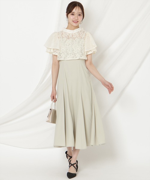 WILLSELECTION(ウィルセレクション)の「バックリボンシフォンレースブラウス×フレアロングキャミワンピース(ドレス・レディース・ブラック/サックスブルー/ミント・FREE)」の3枚目の写真