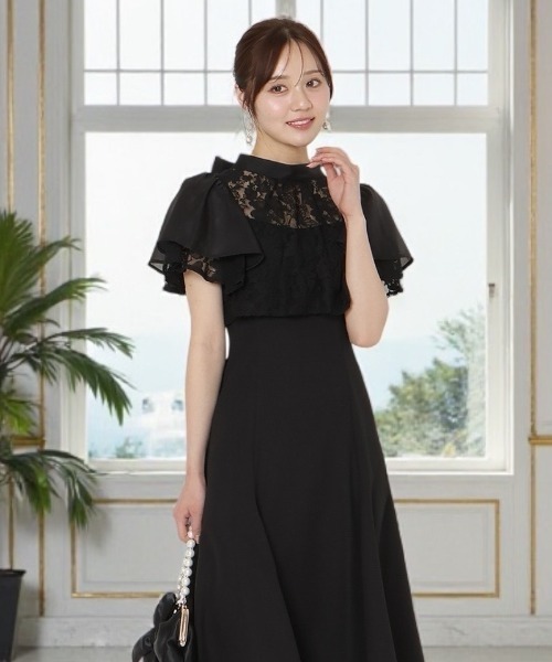 WILLSELECTION(ウィルセレクション)の「バックリボンシフォンレースブラウス×フレアロングキャミワンピース(ドレス・レディース・ブラック/サックスブルー/ミント・FREE)」の2枚目の写真