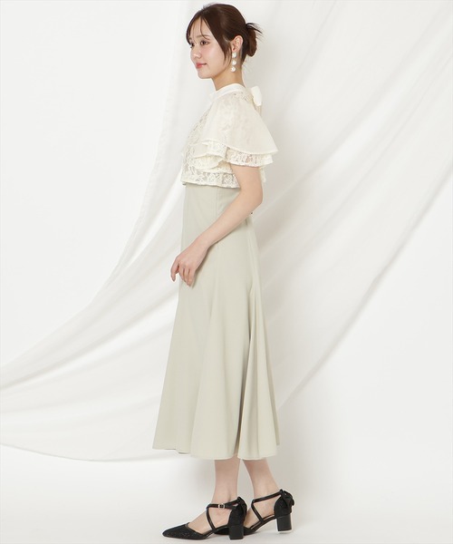 WILLSELECTION(ウィルセレクション)の「バックリボンシフォンレースブラウス×フレアロングキャミワンピース(ドレス・レディース・ブラック/サックスブルー/ミント・FREE)」の16枚目の写真