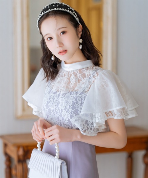 WILLSELECTION(ウィルセレクション)の「バックリボンシフォンレースブラウス×フレアロングキャミワンピース(ドレス・レディース・ブラック/サックスブルー/ミント・FREE)」の6枚目の写真