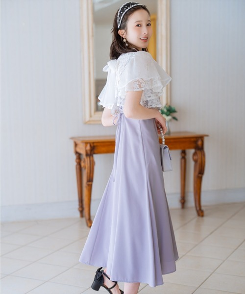 WILLSELECTION(ウィルセレクション)の「バックリボンシフォンレースブラウス×フレアロングキャミワンピース(ドレス・レディース・ブラック/サックスブルー/ミント・FREE)」の7枚目の写真