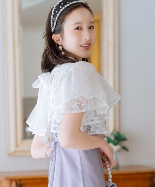 WILLSELECTION(ウィルセレクション)の「バックリボンシフォンレースブラウス×フレアロングキャミワンピース(ドレス・レディース・ブラック/サックスブルー/ミント・FREE)」の5枚目の写真