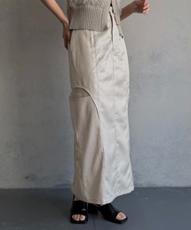 【&ｇ'aime 】サイドスリットサテンスカート　Side Slit Satin Skirt