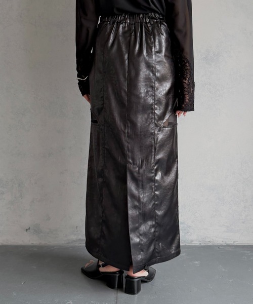 &g'aime(アンジェム)の「【&g'aime 】サイドスリットサテンスカート Side Slit Satin Skirt(スカート・レディース・アイボリー/ブラック・FREE)」の18枚目の写真