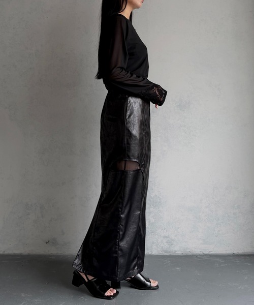 &g'aime(アンジェム)の「【&g'aime 】サイドスリットサテンスカート Side Slit Satin Skirt(スカート・レディース・アイボリー/ブラック・FREE)」の22枚目の写真