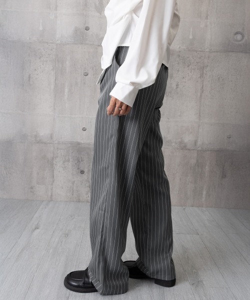 Miniministore(ミニミニストア)の「ストライプワイドパンツ春夏秋ロングパンツ(スラックス・レディース・グレー/ブラック/ネイビー/ベージュ・S/M)」の22枚目の写真