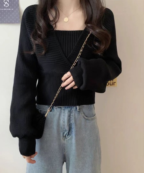 nonomi(ノノミ)の「カシュクール風 レイヤード リブニットトップス(ニット/セーター・レディース・ピンク/ホワイト/レッド/ブラック・FREE)」の13枚目の写真