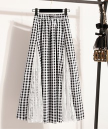 AMAJI（アマジ）の「レース切替ギンガムチェックスカート（スカート）」