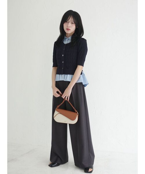 LAGUNAMOON（ラグナムーン）の「サイドベルトワイドパンツ（その他パンツ・レディース・アイボリー/チャコールグレー・MEDIUM/SMALL）」の2枚目の写真