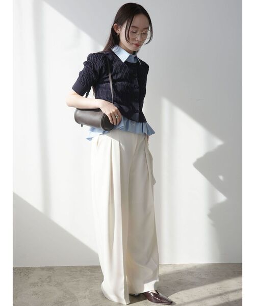 LAGUNAMOON(ラグナムーン)の「サイドベルトワイドパンツ 【オフィスカジュアル】【マシンウォッシャブル】(その他パンツ・レディース・アイボリー/チャコールグレー・MEDIUM/SMALL)」の3枚目の写真
