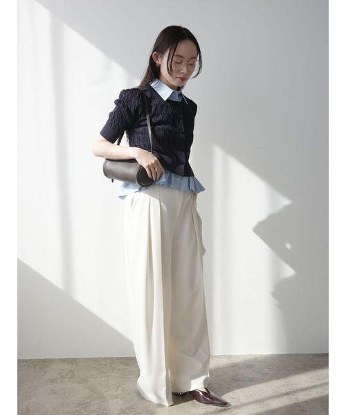 LAGUNAMOON(ラグナムーン)の「サイドベルトワイドパンツ 【オフィスカジュアル】【マシンウォッシャブル】(その他パンツ・レディース・アイボリー/チャコールグレー・MEDIUM/SMALL)」の9枚目の写真