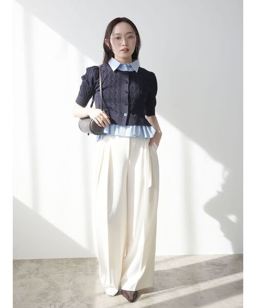 LAGUNAMOON（ラグナムーン）の「サイドベルトワイドパンツ（その他パンツ・レディース・アイボリー/チャコールグレー・MEDIUM/SMALL）」の3枚目の写真