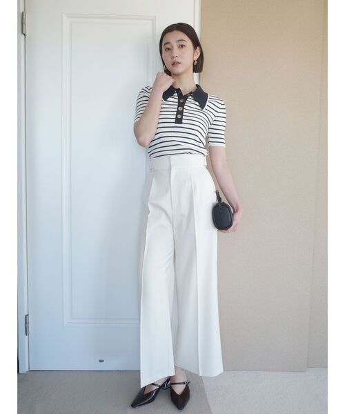 LAGUNAMOON（ラグナムーン）の「サイドベルトワイドパンツ（その他パンツ・レディース・アイボリー/チャコールグレー・MEDIUM/SMALL）」の4枚目の写真