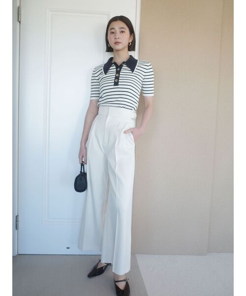 LAGUNAMOON（ラグナムーン）の「サイドベルトワイドパンツ（その他パンツ・レディース・アイボリー/チャコールグレー・MEDIUM/SMALL）」の5枚目の写真