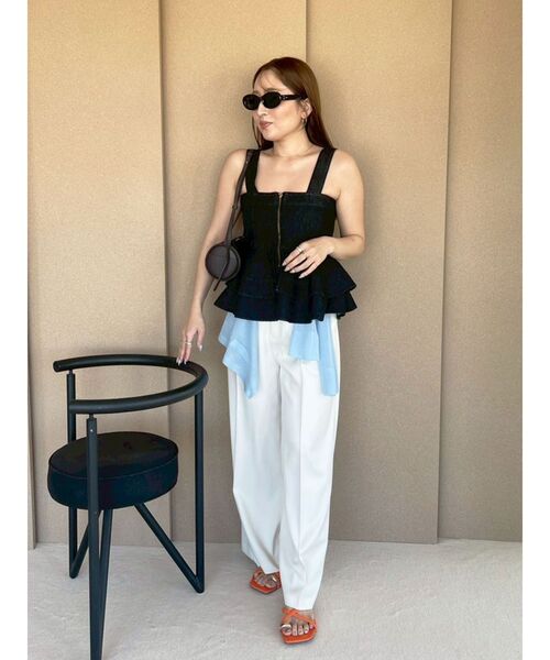 LAGUNAMOON（ラグナムーン）の「サイドベルトワイドパンツ（その他パンツ・レディース・アイボリー/チャコールグレー・MEDIUM/SMALL）」の10枚目の写真