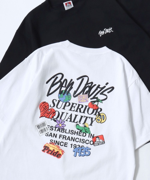 BEN DAVIS(ベンデイビス)の「BEN DAVIS/ベンデイビス GRATEFUL TEE/オーバーサイズ ストリート バックプリント ロゴ ワンポイント 半袖Tシャツ/レディース メンズ(Tシャツ/カットソー・メンズ・ブラック/ホワイト・M/L/XL)」の2枚目の写真