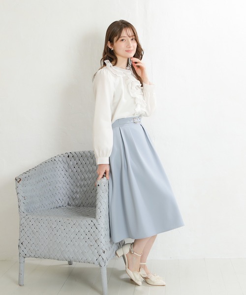 ASTORIA ODIER(アストリアオディール)の「ラメシアーフリルブラウス(シャツ/ブラウス・レディース・ホワイト/ピンク/サックスブルー/ピンクベージュ・MEDIUM)」の10枚目の写真