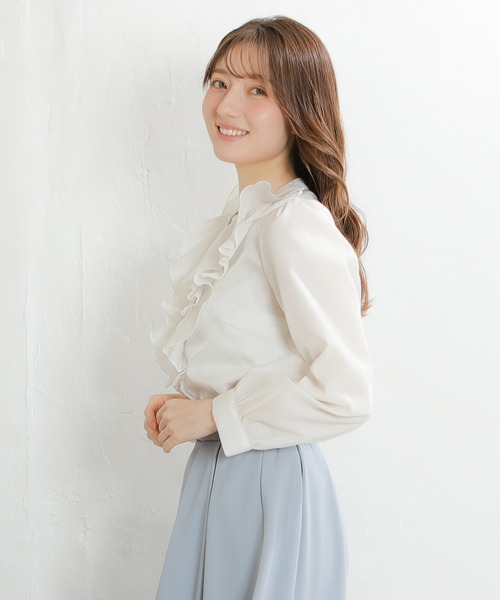 ASTORIA ODIER(アストリアオディール)の「ラメシアーフリルブラウス(シャツ/ブラウス・レディース・ホワイト/ピンク/サックスブルー/ピンクベージュ・MEDIUM)」の8枚目の写真