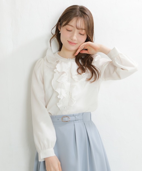 ASTORIA ODIER(アストリアオディール)の「ラメシアーフリルブラウス(シャツ/ブラウス・レディース・ホワイト/ピンク/サックスブルー/ピンクベージュ・MEDIUM)」の7枚目の写真