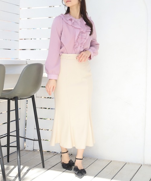 ASTORIA ODIER(アストリアオディール)の「ラメシアーフリルブラウス(シャツ/ブラウス・レディース・ホワイト/ピンク/サックスブルー/ピンクベージュ・MEDIUM)」の18枚目の写真