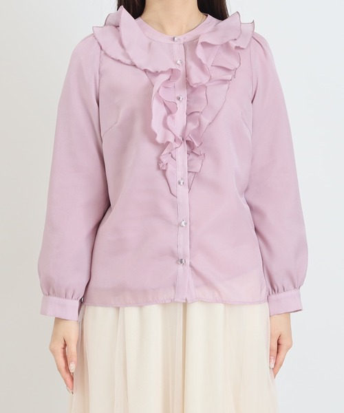 ASTORIA ODIER(アストリアオディール)の「ラメシアーフリルブラウス(シャツ/ブラウス・レディース・ホワイト/ピンク/サックスブルー/ピンクベージュ・MEDIUM)」の19枚目の写真