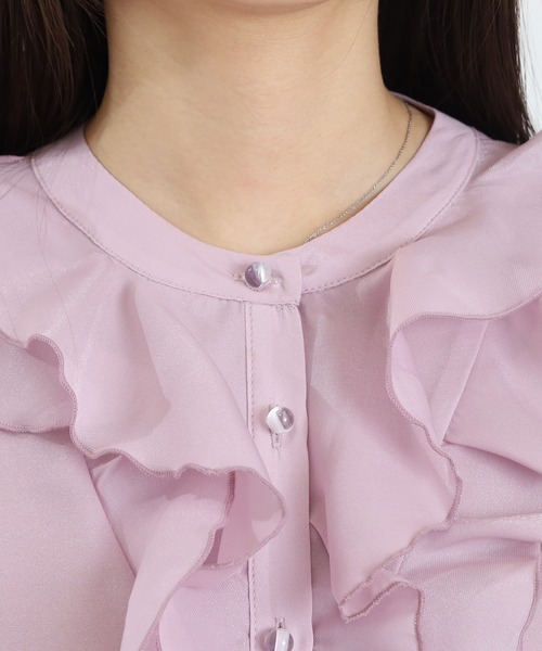 ASTORIA ODIER(アストリアオディール)の「ラメシアーフリルブラウス(シャツ/ブラウス・レディース・ホワイト/ピンク/サックスブルー/ピンクベージュ・MEDIUM)」の22枚目の写真