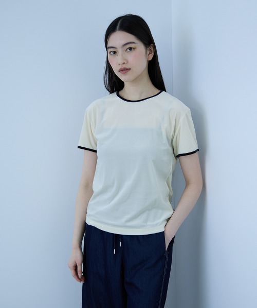 VICKY（ビッキー）の「シアーベロアTシャツ【日本製】（Tシャツ/カットソー・レディース・ネイビー/ライトグレー・M）」の11枚目の写真