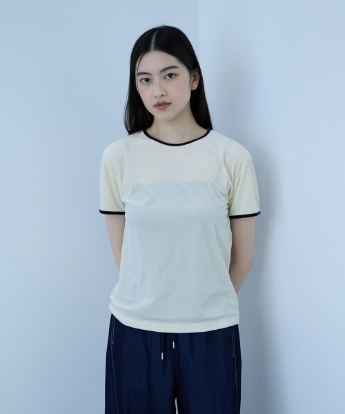 VICKY（ビッキー）の「シアーベロアTシャツ【日本製】（Tシャツ/カットソー・レディース・ネイビー/ライトグレー・M）」の12枚目の写真