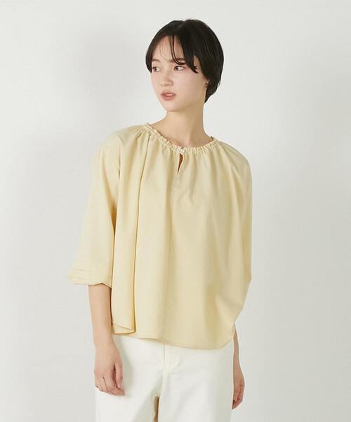 MELROSE claire(メルローズ クレール)の「【クレープギャザースモックブラウス】(シャツ/ブラウス・レディース・ブラック/オフホワイト/イエロー・FREE)」の3枚目の写真