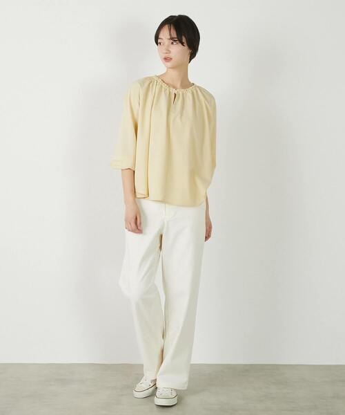 MELROSE claire(メルローズ クレール)の「【クレープギャザースモックブラウス】(シャツ/ブラウス・レディース・ブラック/オフホワイト/イエロー・FREE)」の15枚目の写真