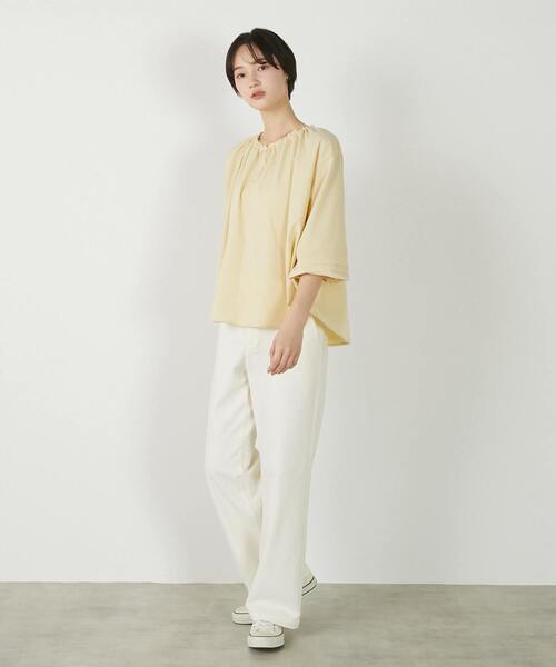 MELROSE claire(メルローズ クレール)の「【クレープギャザースモックブラウス】(シャツ/ブラウス・レディース・ブラック/オフホワイト/イエロー・FREE)」の16枚目の写真