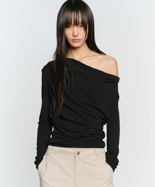 SUNBURNPROJECT(サンバーンプロジェクト)の「COWL NECK LONG SLEEVE TOP, BLACK(Tシャツ/カットソー・レディース・その他・FREE)」の1枚目の写真