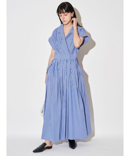 ELENDEEK(エレンディーク)の「ダブルカラーシャツワンピース(ワンピース・レディース・ブラック/その他1/ベージュ/ブラウン・02/01)」の7枚目の写真