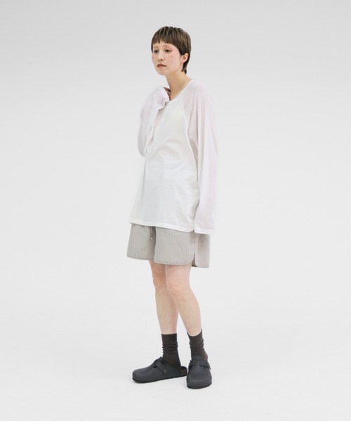 lit(リット)の「Stripe Piping Easy Short Pants(その他パンツ・レディース・チャコールグレー/グレイッシュベージュ・FREE)」の12枚目の写真
