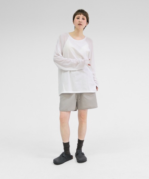 lit(リット)の「Stripe Piping Easy Short Pants(その他パンツ・レディース・チャコールグレー/グレイッシュベージュ・FREE)」の11枚目の写真