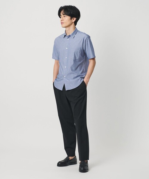 BEAUTY&YOUTH UNITED ARROWS(ビューティーアンドユースユナイテッドアローズ)の「クイック ストレッチ ストライプ シャンブレー ボタンダウン 半袖シャツ SLIM型 吸水速乾機能付き(シャツ/ブラウス・メンズ・コバルトブルー/ネイビー・S/M/L/XS/XL)」の5枚目の写真