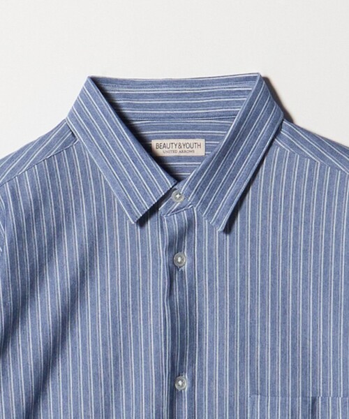 BEAUTY&YOUTH UNITED ARROWS(ビューティーアンドユースユナイテッドアローズ)の「クイック ストレッチ ストライプ シャンブレー ボタンダウン 半袖シャツ SLIM型 吸水速乾機能付き(シャツ/ブラウス・メンズ・コバルトブルー/ネイビー・S/M/L/XS/XL)」の18枚目の写真