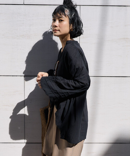 FREAK'S STORE(フリークスストア)の「<新色追加>インド シングルガーゼ ブラウス/シアーブラウス(シャツ/ブラウス・レディース・ラベンダー/オフホワイト/レモンイエロー/ブラック/サックスブルー/ネイビー・フリ-)」の14枚目の写真