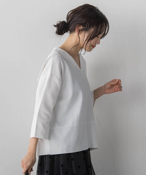 Droite lautreamont(ドロワットロートレアモン)の「セーラーカラーニット(ニット/セーター・レディース・ベージュ/ブラック/オフホワイト・M)」の7枚目の写真
