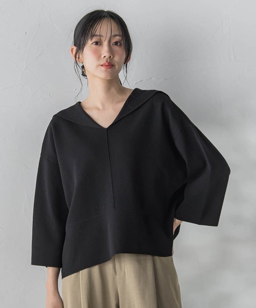 Droite lautreamont(ドロワットロートレアモン)の「セーラーカラーニット(ニット/セーター・レディース・ベージュ/ブラック/オフホワイト・M)」の13枚目の写真