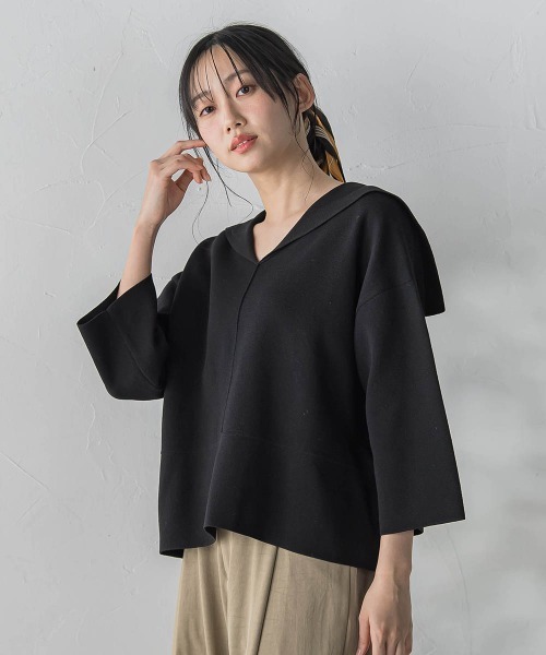 Droite lautreamont(ドロワットロートレアモン)の「セーラーカラーニット(ニット/セーター・レディース・ベージュ/ブラック/オフホワイト・M)」の14枚目の写真