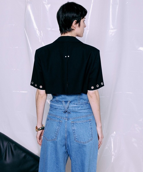 タグ付 現行品 メゾンスペシャル Eyelet Short Jacket 黒 Eyelet Short Jacket/アイレットショートジャケット（テーラード