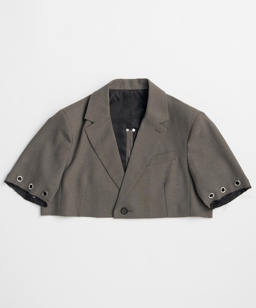 MAISON SPECIAL(メゾンスペシャル)の「Eyelet Short Jacket/アイレットショートジャケット(テーラードジャケット・レディース・グレー/ブラック・FREE)」の10枚目の写真