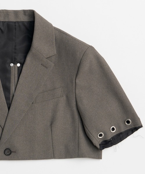 MAISON SPECIAL(メゾンスペシャル)の「Eyelet Short Jacket/アイレットショートジャケット(テーラードジャケット・レディース・グレー/ブラック・FREE)」の12枚目の写真