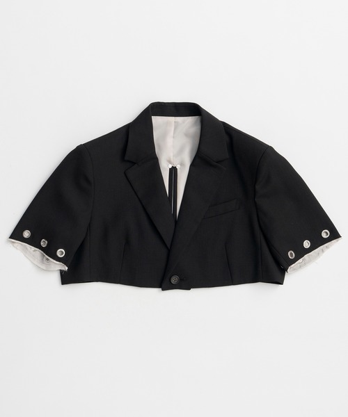MAISON SPECIAL(メゾンスペシャル)の「Eyelet Short Jacket/アイレットショートジャケット(テーラードジャケット・レディース・グレー/ブラック・FREE)」の9枚目の写真