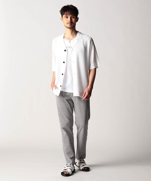 NICOLE CLUB FOR MEN(ニコルクラブフォーメン)の「シアージャカードサマーニットシャツ(ニット/セーター・メンズ・ブラック/杢グレー/オフホワイト/ブルー系・LARGE/MEDIUM/X-LARGE)」の7枚目の写真