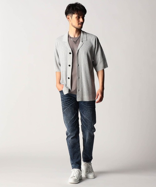 NICOLE CLUB FOR MEN(ニコルクラブフォーメン)の「シアージャカードサマーニットシャツ(ニット/セーター・メンズ・ブラック/杢グレー/オフホワイト/ブルー系・LARGE/MEDIUM/X-LARGE)」の8枚目の写真