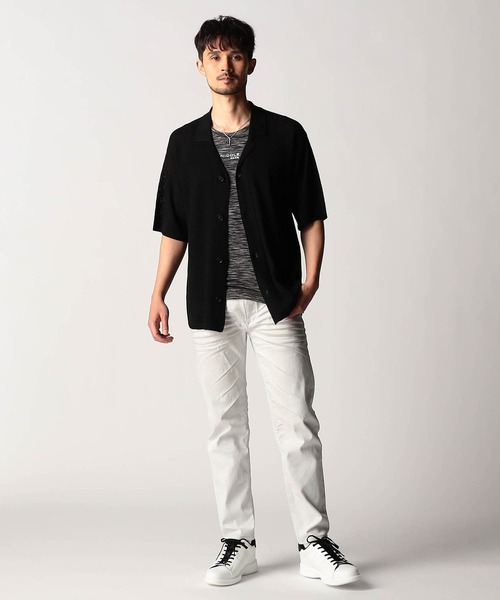 NICOLE CLUB FOR MEN(ニコルクラブフォーメン)の「シアージャカードサマーニットシャツ(ニット/セーター・メンズ・ブラック/杢グレー/オフホワイト/ブルー系・LARGE/MEDIUM/X-LARGE)」の9枚目の写真