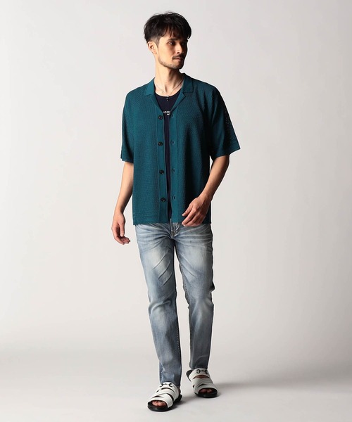 NICOLE CLUB FOR MEN(ニコルクラブフォーメン)の「シアージャカードサマーニットシャツ(ニット/セーター・メンズ・ブラック/杢グレー/オフホワイト/ブルー系・LARGE/MEDIUM/X-LARGE)」の10枚目の写真